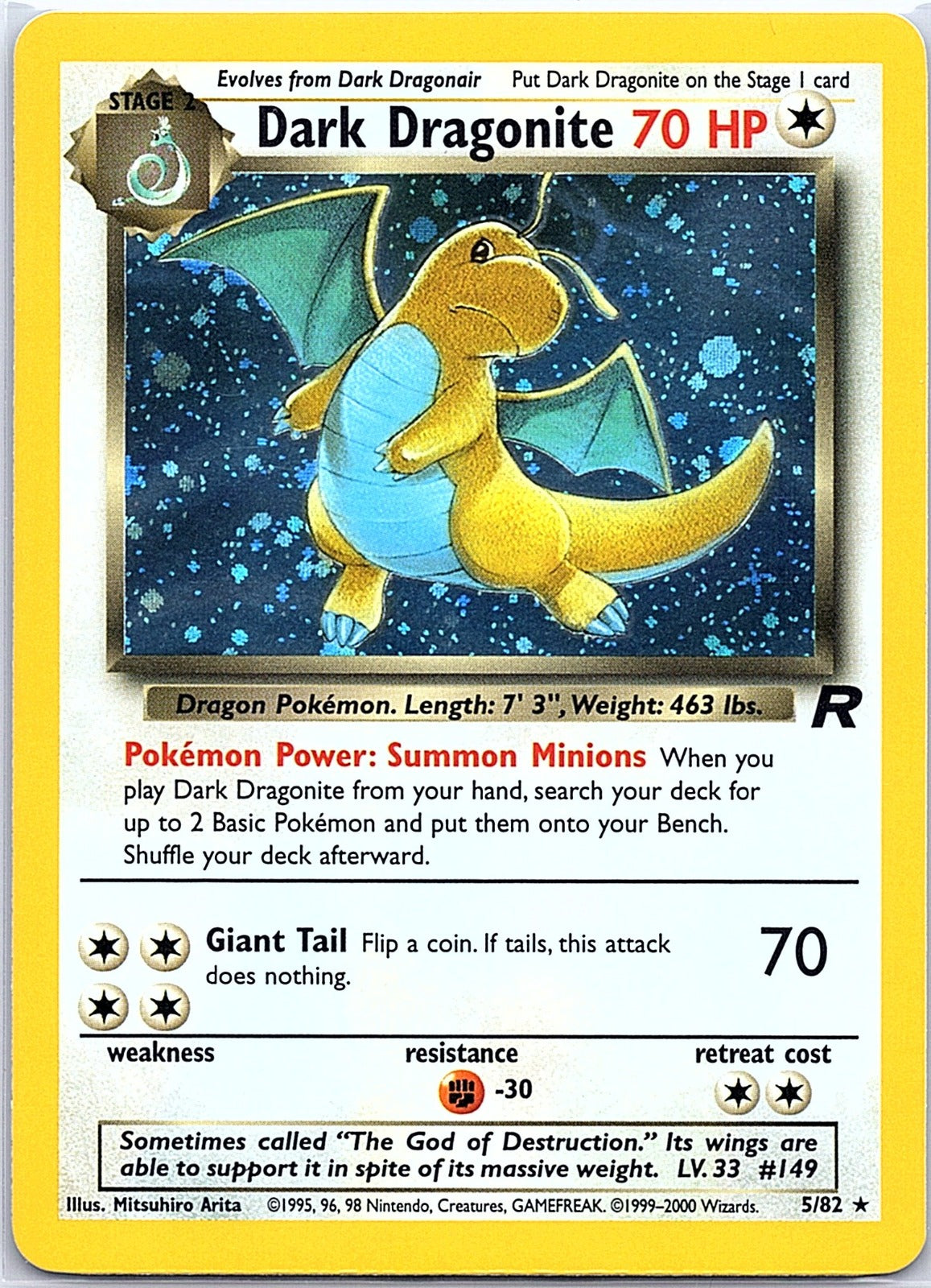 2000 - Pokémon TCG - Dark Dragonite - Team Rocket - 05/82 - NM