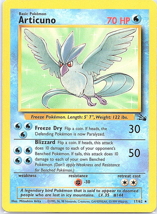 1999 - Pokémon TCG - Articuno (17) - Fossil - 17/62 - MP - Unlimited - Pack Daddies Card Co