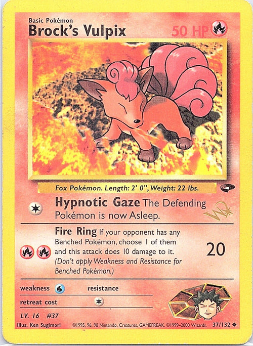1999 - Pokémon TCG - Brock's Vulpix [W Stamped] - WoTC Promo - 037/132 - MP - Pack Daddies Card Co