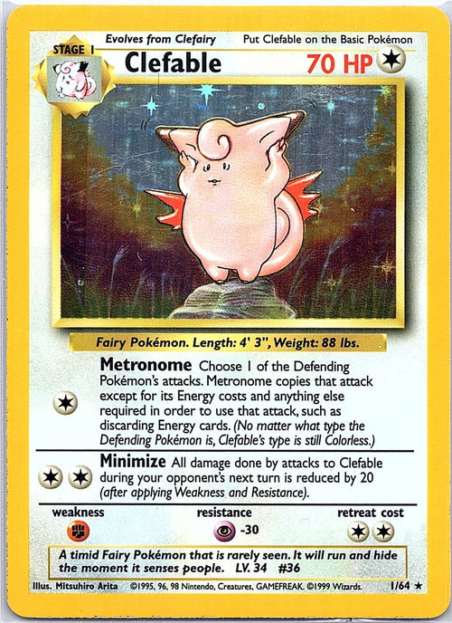 1999 - Pokémon TCG - Clefable Missing Symbol (1) - Jungle - 01/64 - MP - Unlimited Holo - Pack Daddies Card Co