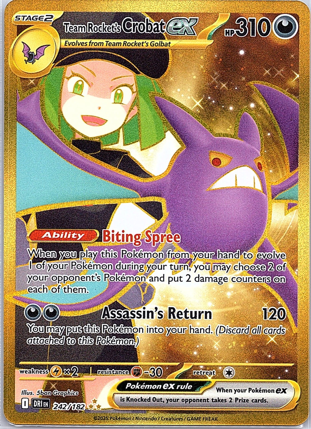 2025 - Pokémon TCG - Team Rocket's Crobat ex - SV10: Destined Rivals - 242/182 - NM