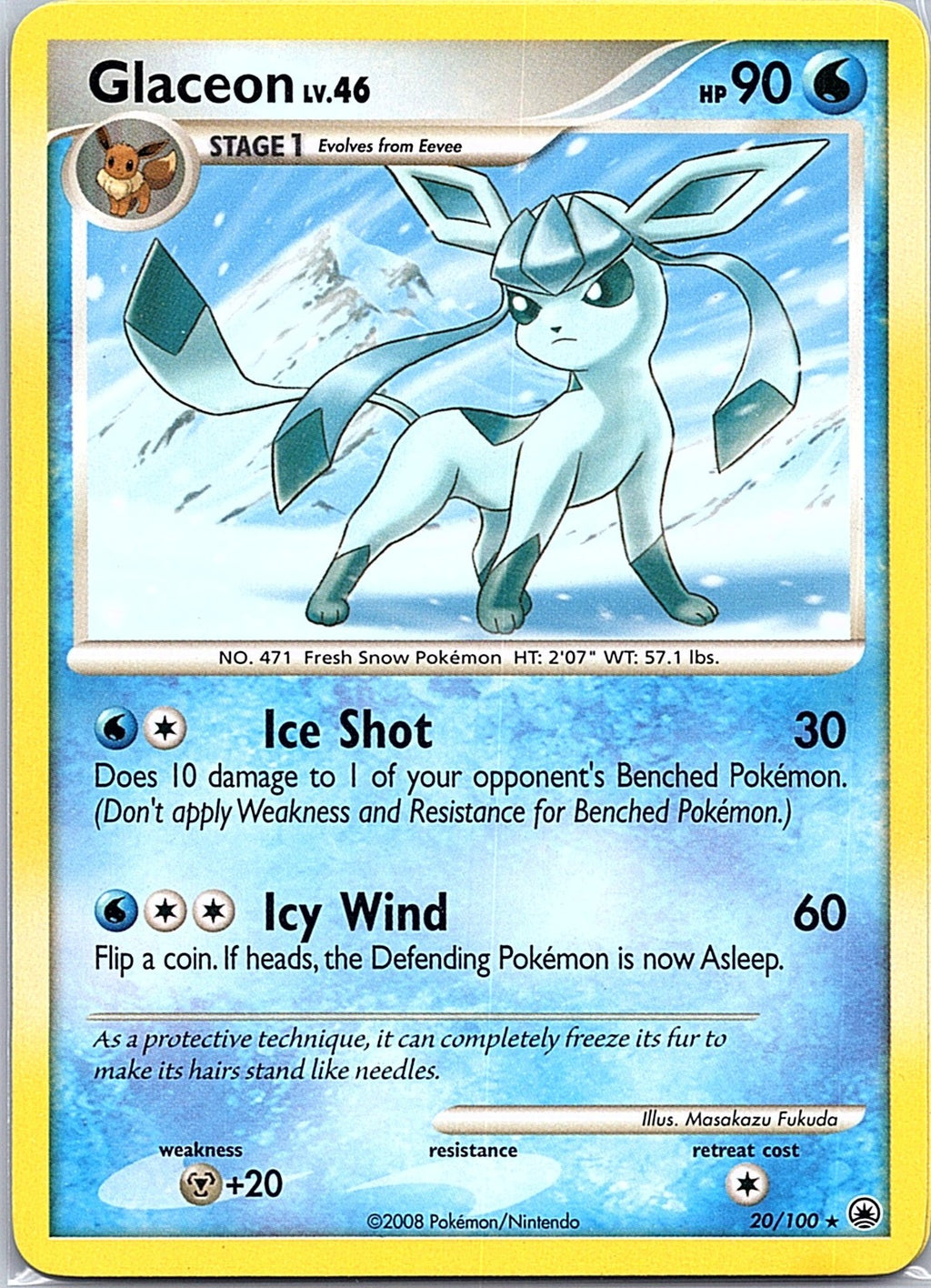 2008 - Pokémon TCG - Glaceon (20) - Majestic Dawn - 20/100 - LP -