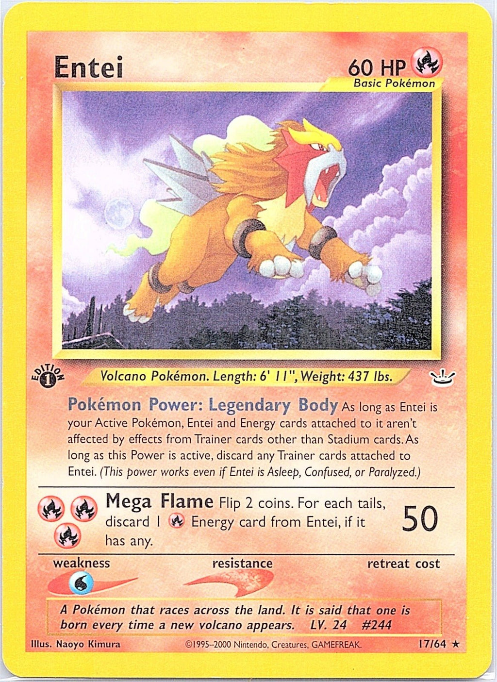 2001 - Pokémon TCG - Entei (17) - Neo Revelation - 17/64 - MP - 1st Edition - Pack Daddies Card Co