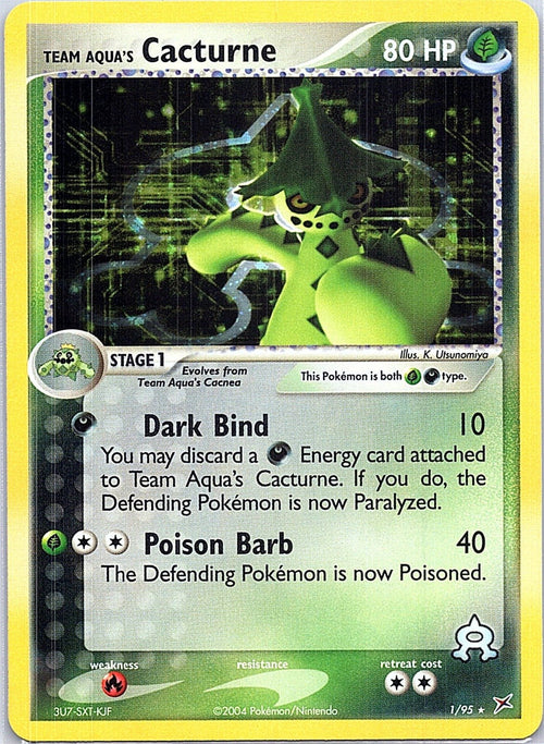 2004 - Pokémon TCG - Team Aqua's Cacturne - EX Team Magma vs Team Aqua - 1/95 - LP - Holo - Pack Daddies Card Co