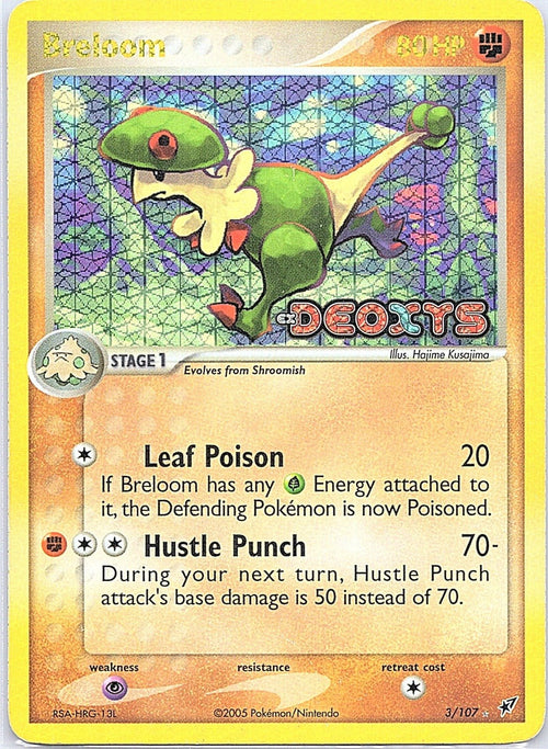 2005 - Pokémon TCG - Breloom - EX Deoxys - 3/107 - HP - Reverse Holo - Pack Daddies Card Co