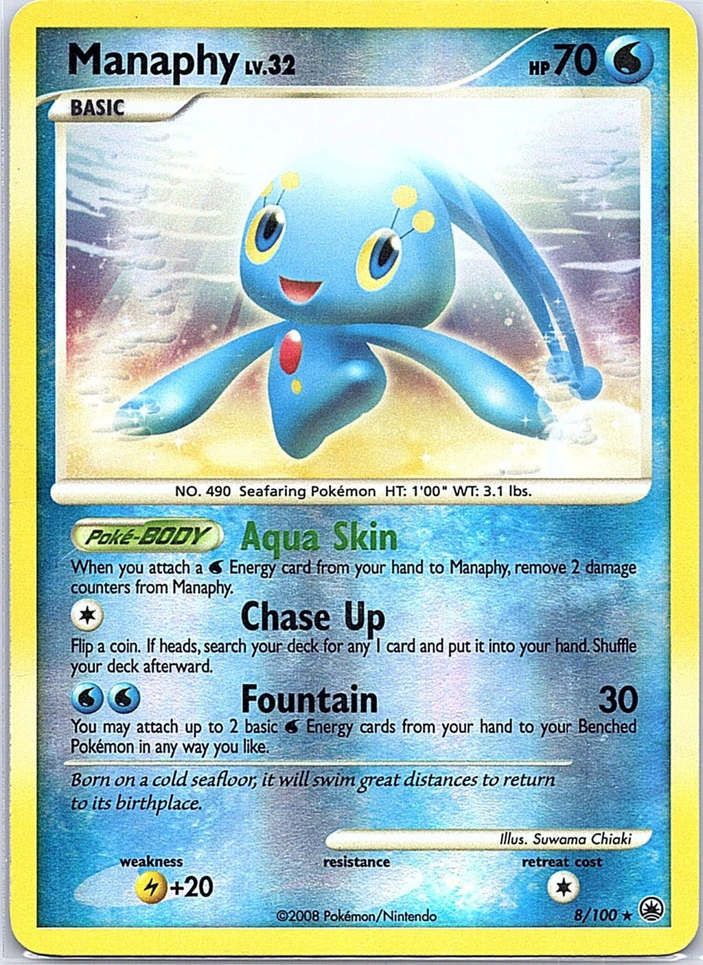 2008 - Pokémon TCG - Manaphy - Majestic Dawn - 8/100 - HP - Reverse Holo - Pack Daddies Card Co