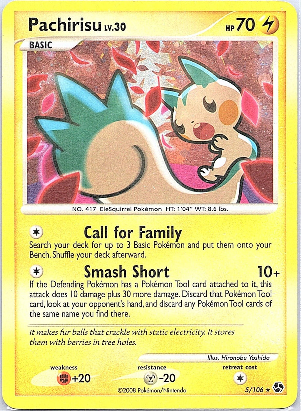 2008 - Pokémon TCG - Pachirisu - Great Encounters - 5/106 - MP - Holo - Pack Daddies Card Co
