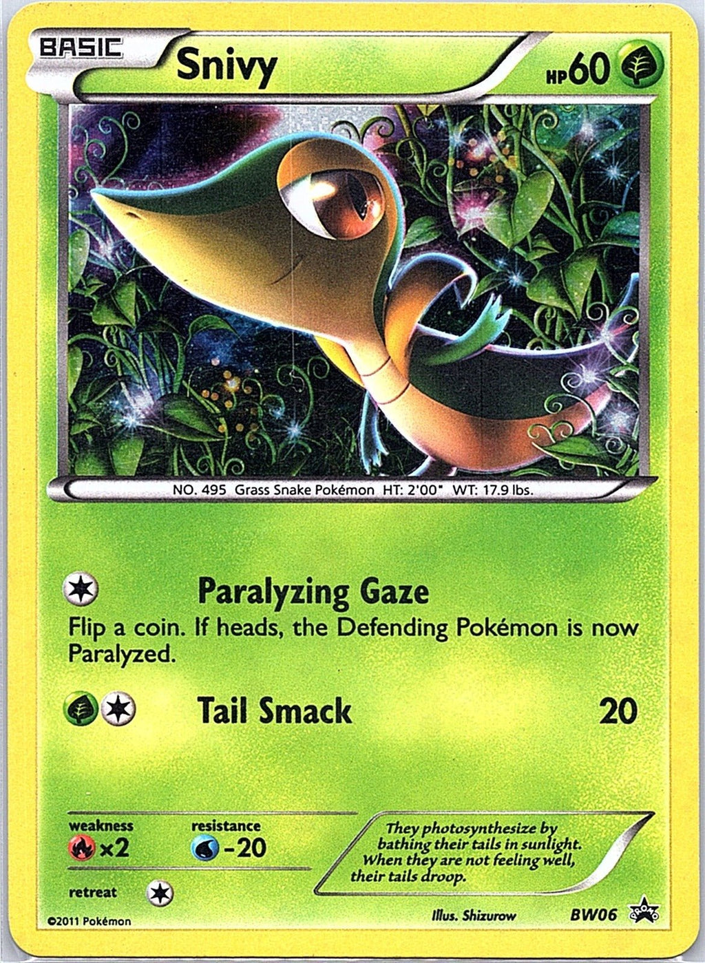 2011 - Pokémon TCG - Snivy - Black and White Promos - BW06 - MP - Holo - Pack Daddies Card Co