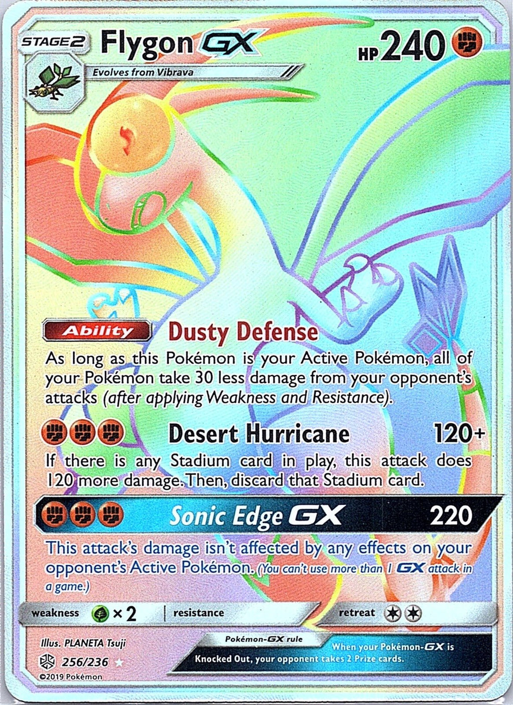 2019 - Pokémon TCG - Flygon GX (Secret) - SM - Cosmic Eclipse - 256/236 - NM - Pack Daddies Card Co