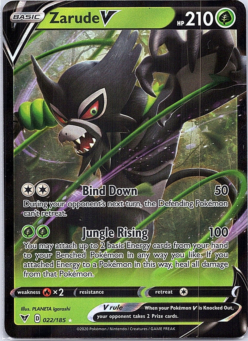 2020 - Pokémon TCG - Zarude V - SWSH04: Vivid Voltage - 022/185 - NM - Pack Daddies Card Co