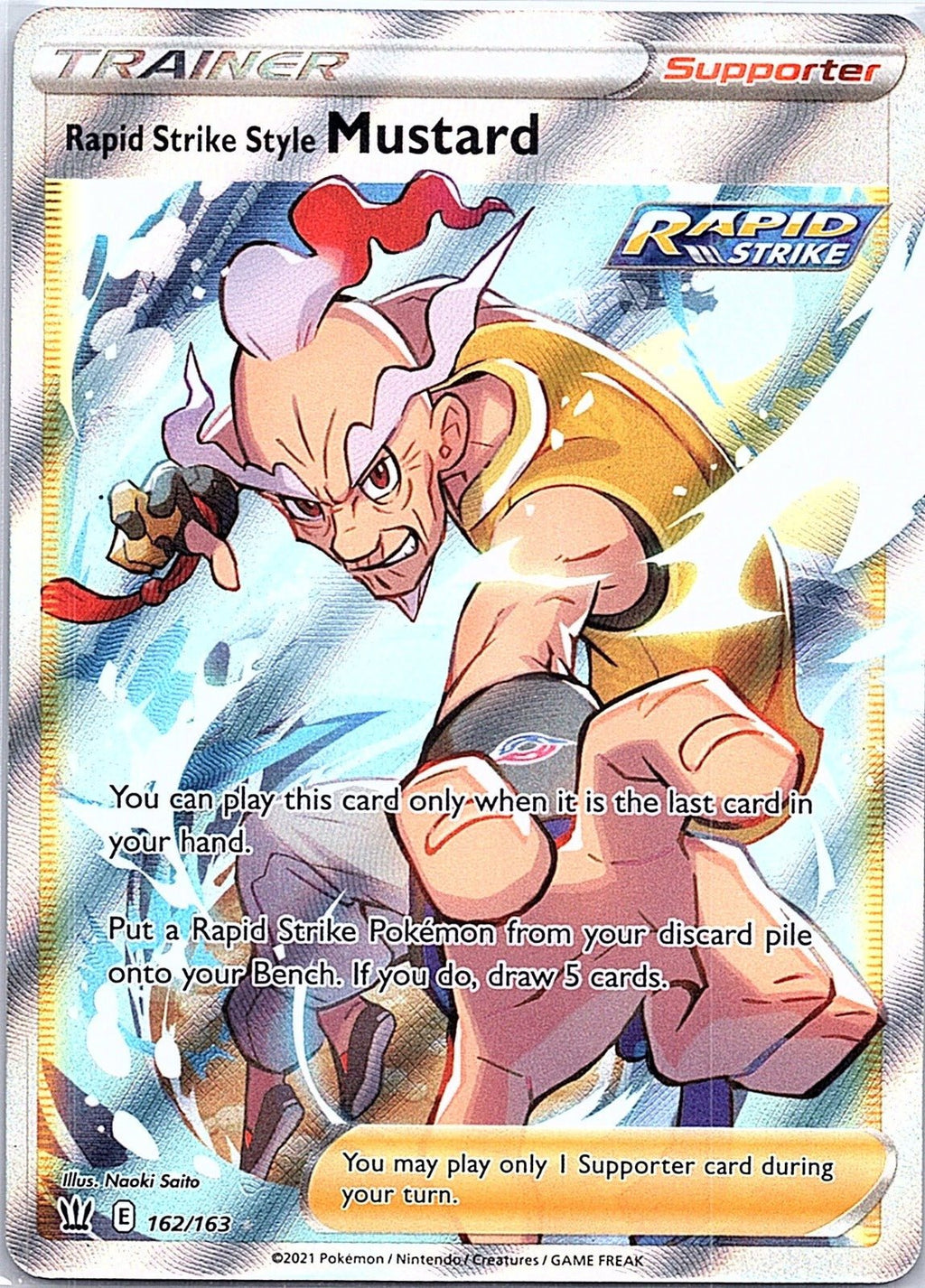 2021 - Pokémon TCG - Rapid Strike Style Mustard (Full Art) - SWSH05: Battle Styles - 162/163 - NM - Pack Daddies Card Co