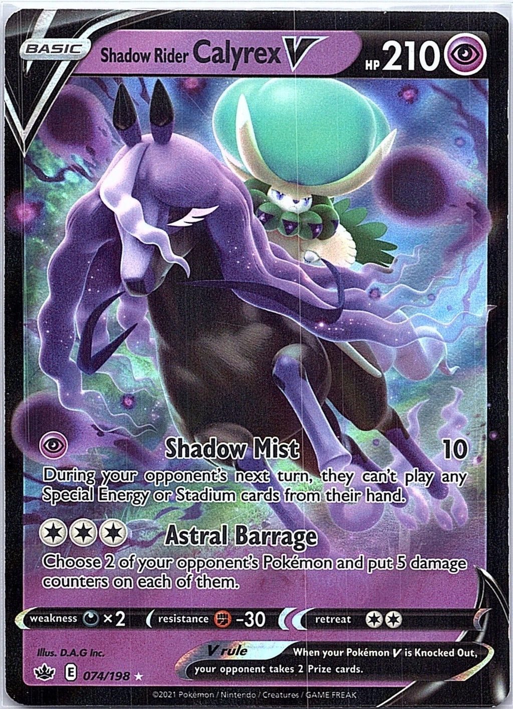 2022 - Pokémon TCG - Shadow Rider Calyrex V - Prize Pack Series Cards - 074/198 - NM - Pack Daddies Card Co