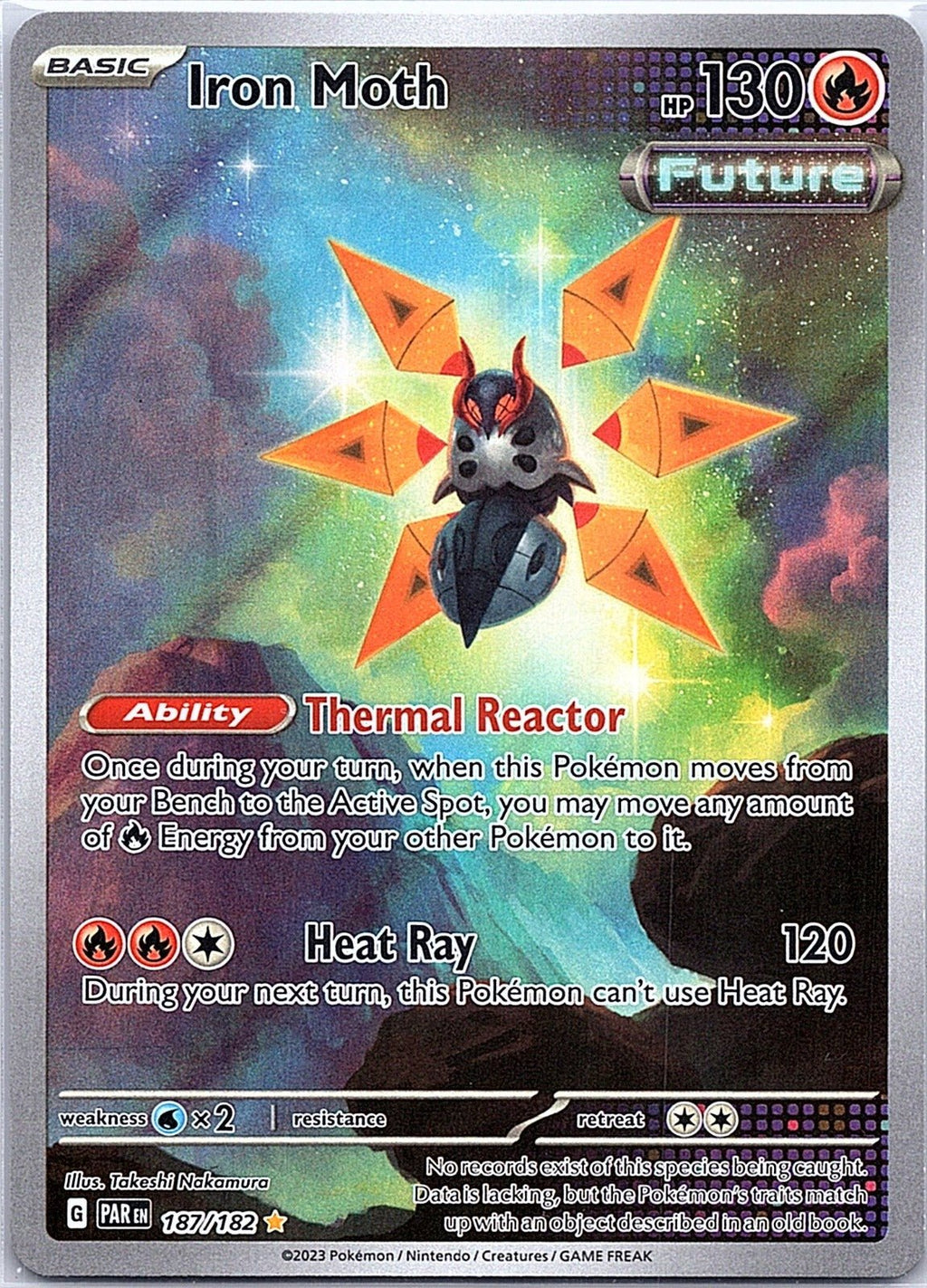 2023 - Pokémon TCG - Iron Moth - SV04: Paradox Rift - 187/182 - NM - Pack Daddies Card Co