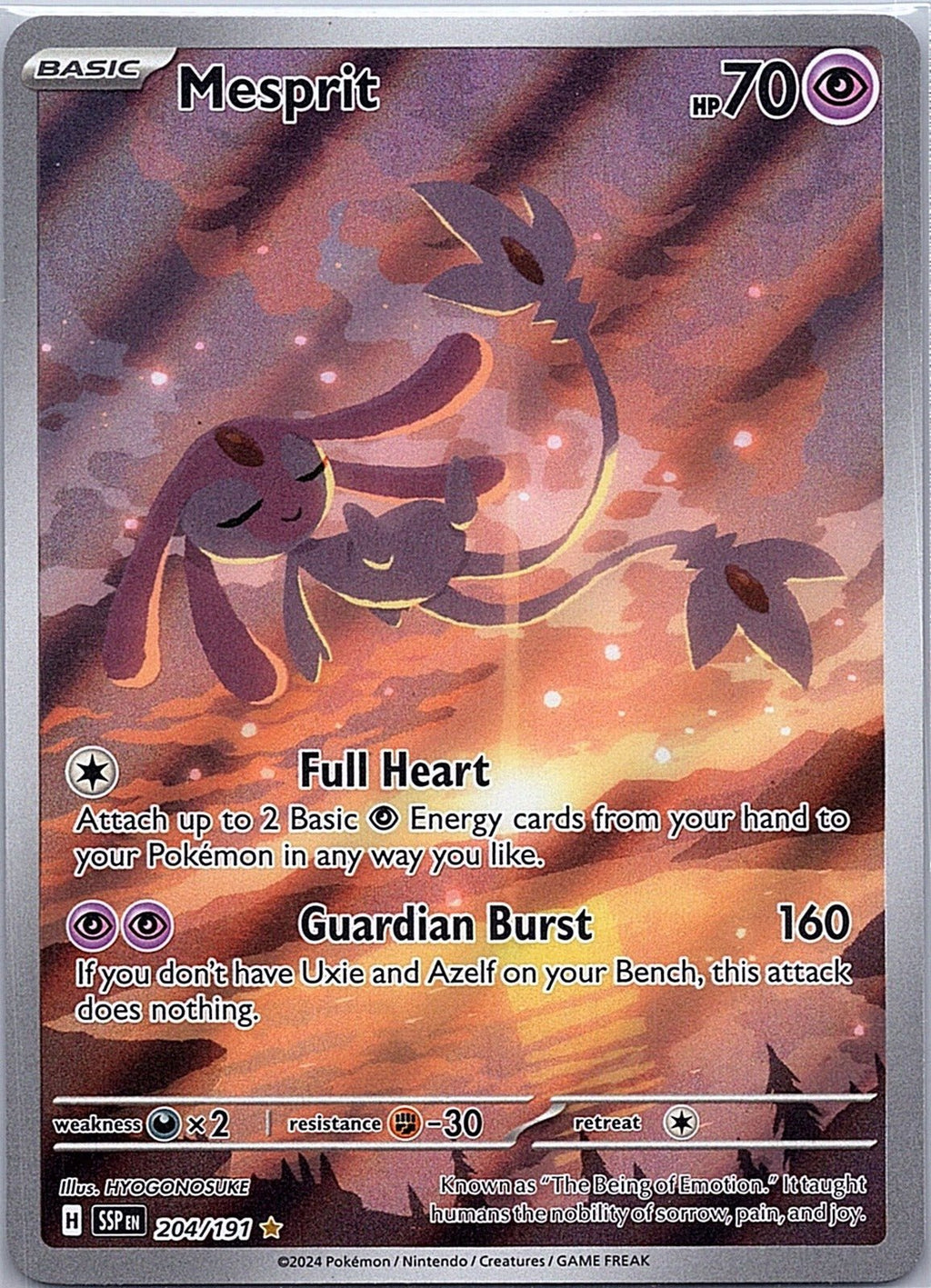2024 - Pokémon TCG - Mesprit - SV08: Surging Sparks - 204/191 - NM - Pack Daddies Card Co