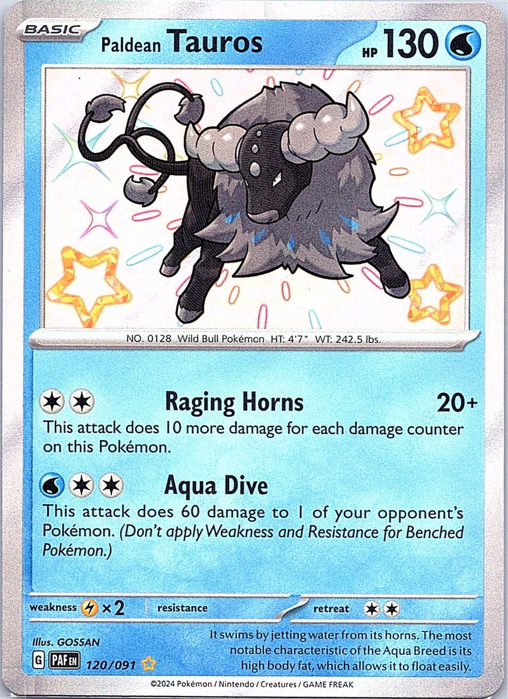 2024 - Pokémon TCG - Paldean Tauros - SV: Paldean Fates - 120/091 - NM - Holo - Pack Daddies Card Co