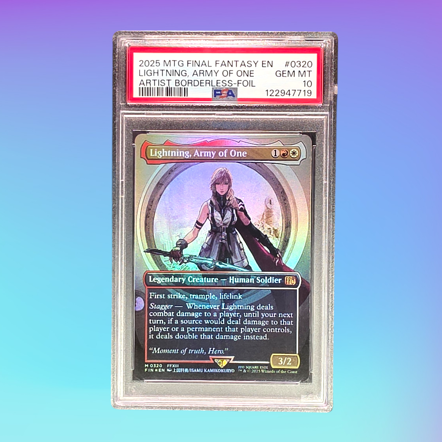 2025 - MTG - Lightning, Army of One (0320) (Borderless) FINAL FANTASY - 320 - PSA 10 - Pack Daddies Card Co