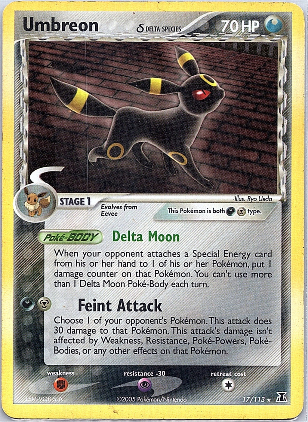 2005 - Pokémon TCG - Umbreon (Delta Species) - Delta Species - 17/113 - HP - Reverse Holo