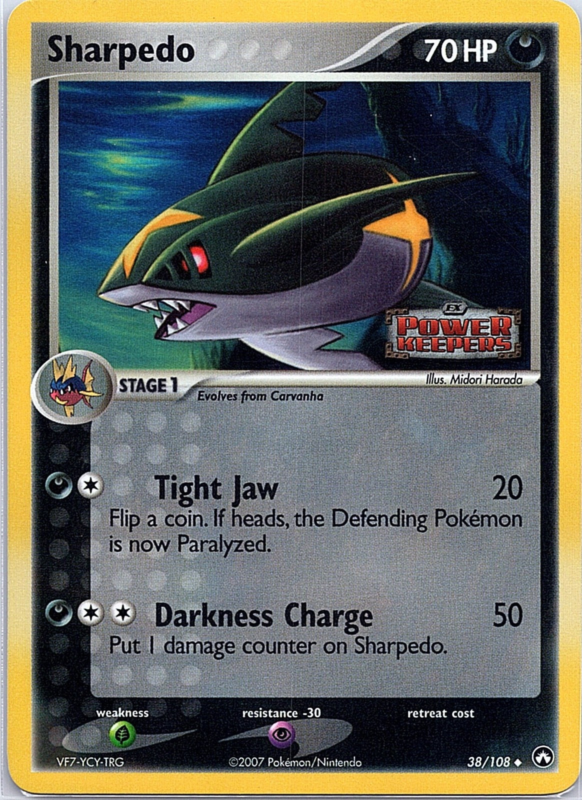 2007 - Pokémon TCG - Sharpedo - Power Keepers - 38/108 - NM