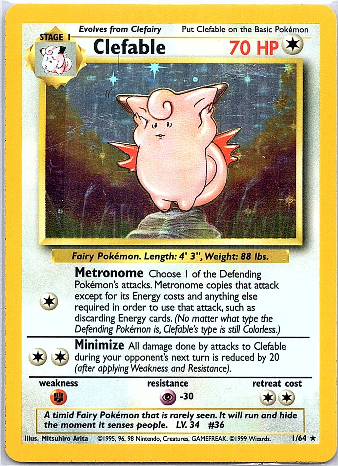 1999 - Pokémon TCG - Clefable (1) - Jungle - 01/64 - MP - Unlimited Holo