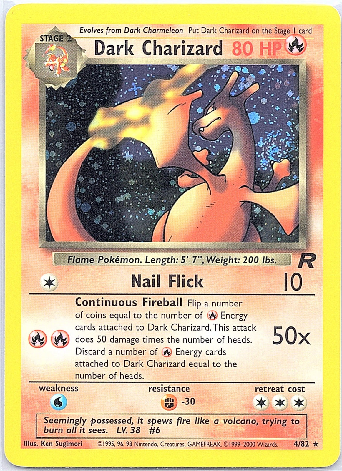 2000 - Pokémon TCG - Dark Charizard - Team Rocket - 04/82 - NM (Swirl)