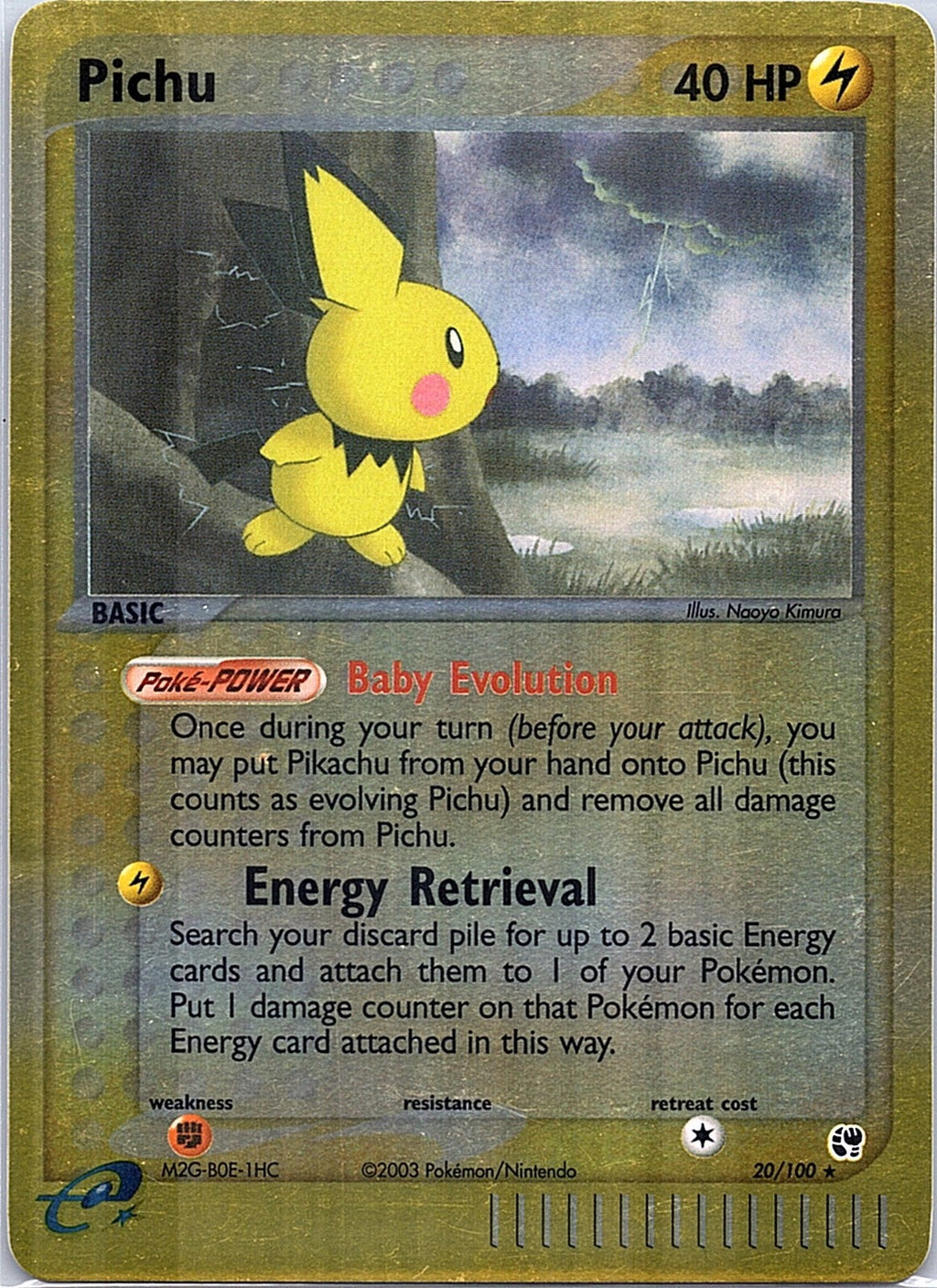 2003 - Pokémon TCG - Pichu - Sandstorm - 20/100 - LP - Reverse Holo
