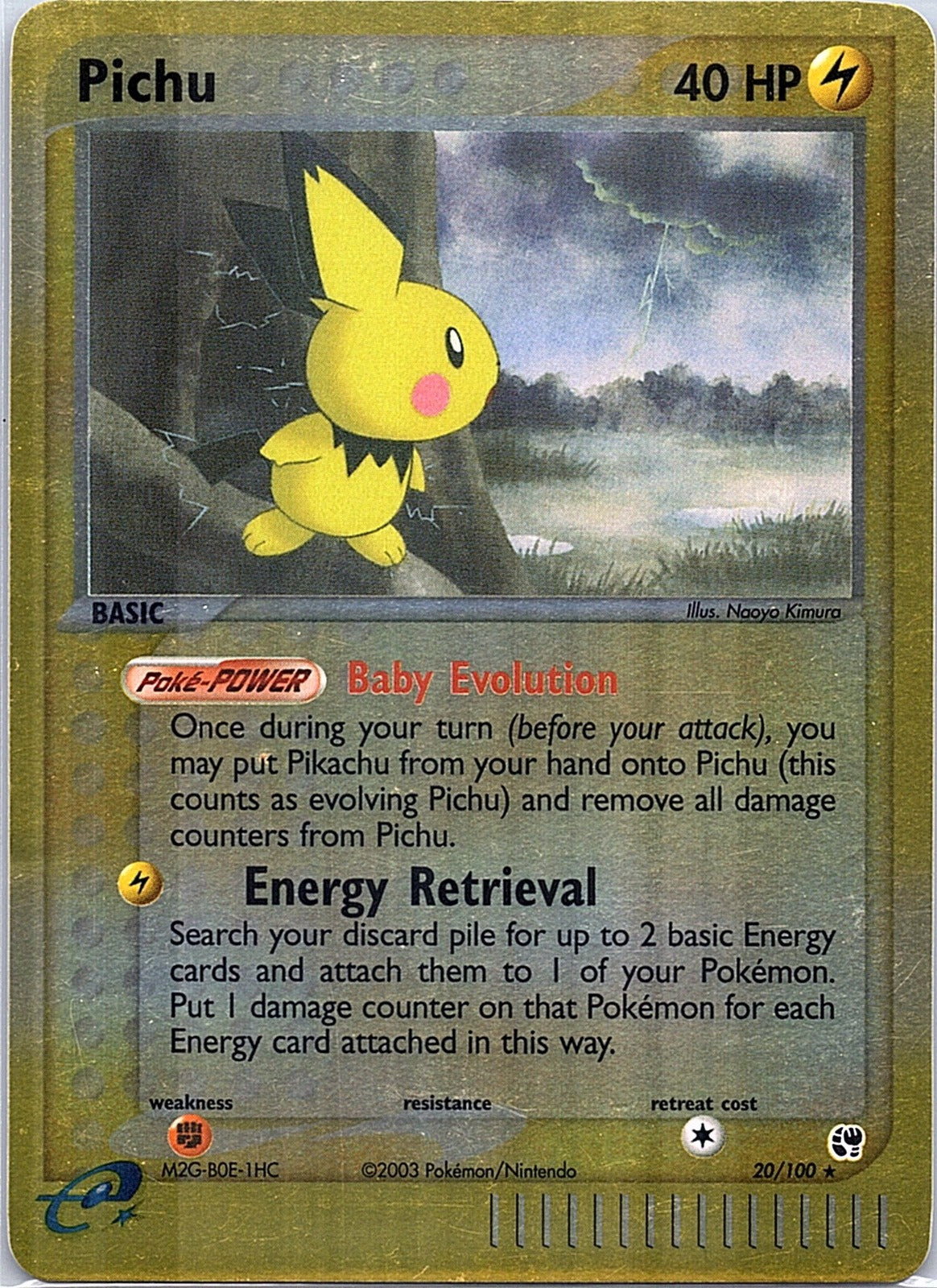 2003 - Pokémon TCG - Pichu - Sandstorm - 20/100 - LP - Reverse Holo