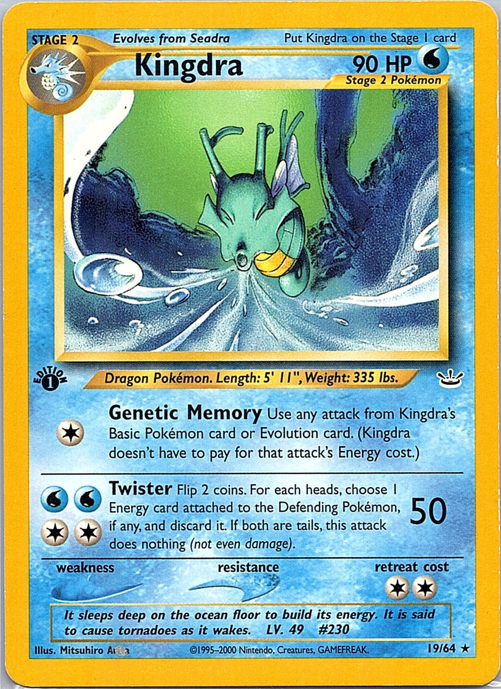 2001 - Pokémon TCG - Kingdra - Neo Revelation - 19/64 - MP - 1st Edition