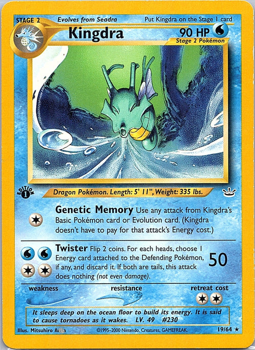 2001 - Pokémon TCG - Kingdra - Neo Revelation - 19/64 - MP - 1st Edition
