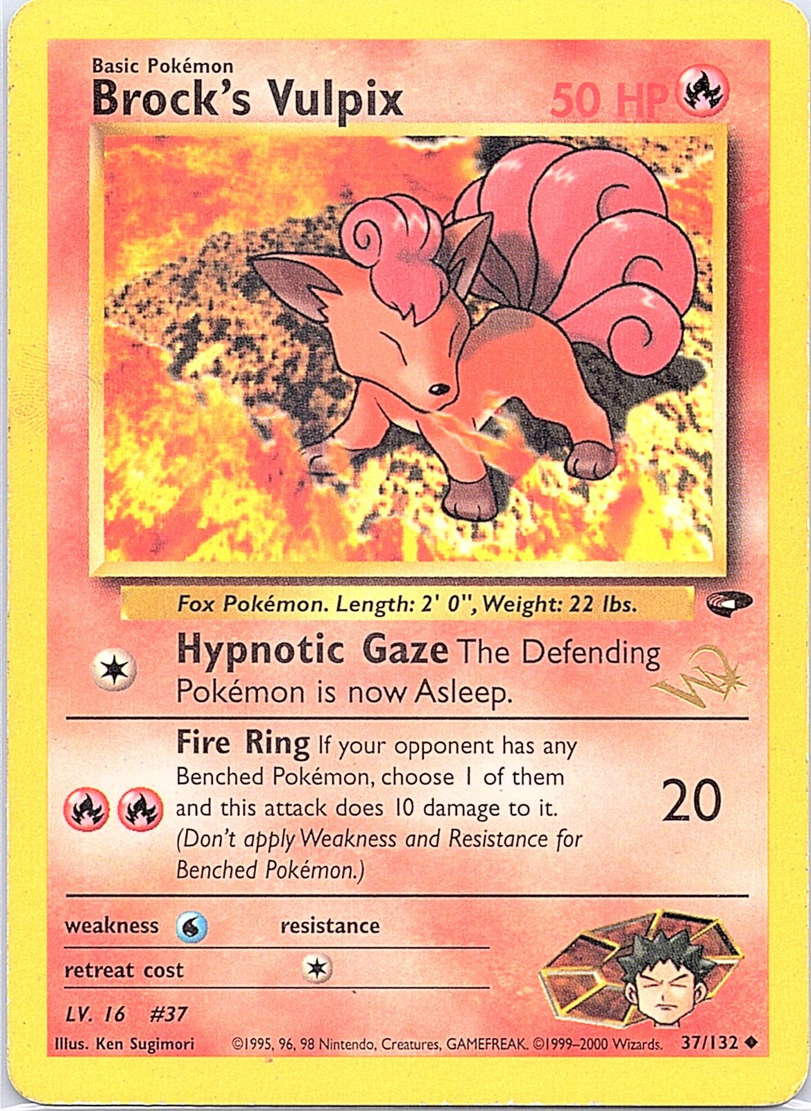 1999 - Pokémon TCG - Brock's Vulpix [W Stamped] - WoTC Promo - 037/132 - MP
