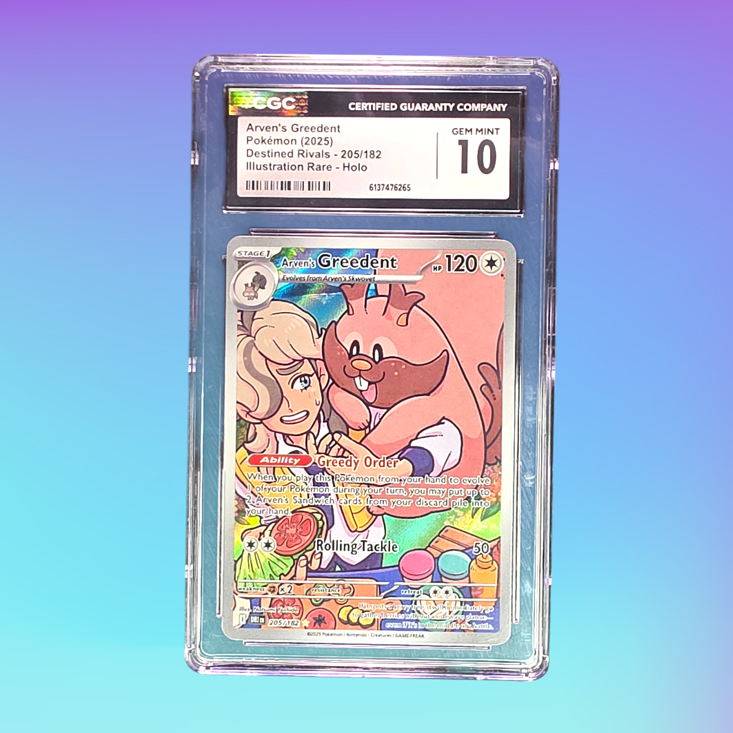 2025 - Pokemon TCG - Arven's Greedent - Holo SV10: Destined Rivals 205/182