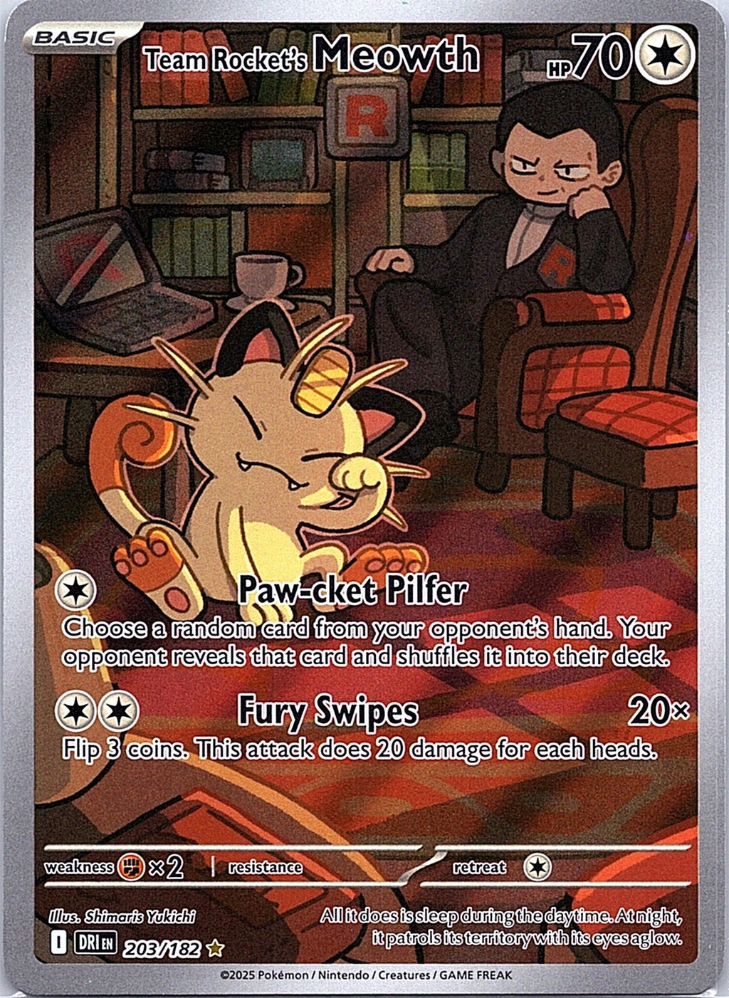 2025 - Pokémon TCG - Team Rocket's Meowth - SV10: Destined Rivals - 203/182 - NM