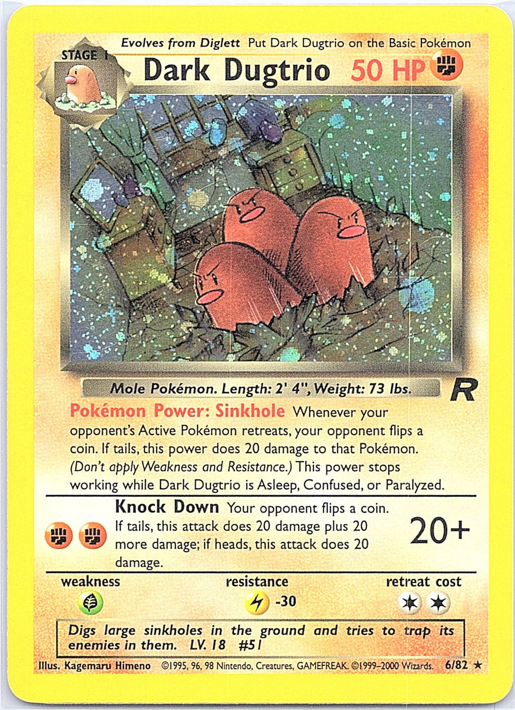 2000 - Pokémon TCG - Dark Dugtrio - Team Rocket - 06/82 - NM