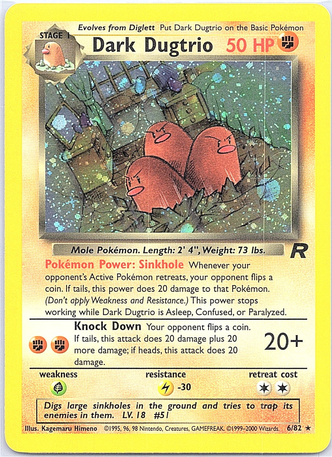 2000 - Pokémon TCG - Dark Dugtrio - Team Rocket - 06/82 - NM