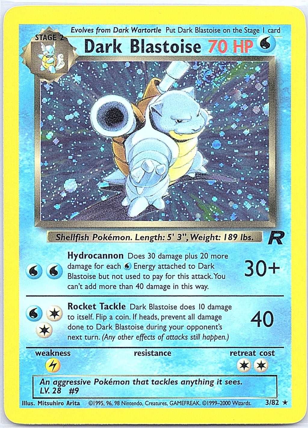 2000 - Pokémon TCG - Dark Blastoise - Team Rocket - 03/82 - NM (Swirl)