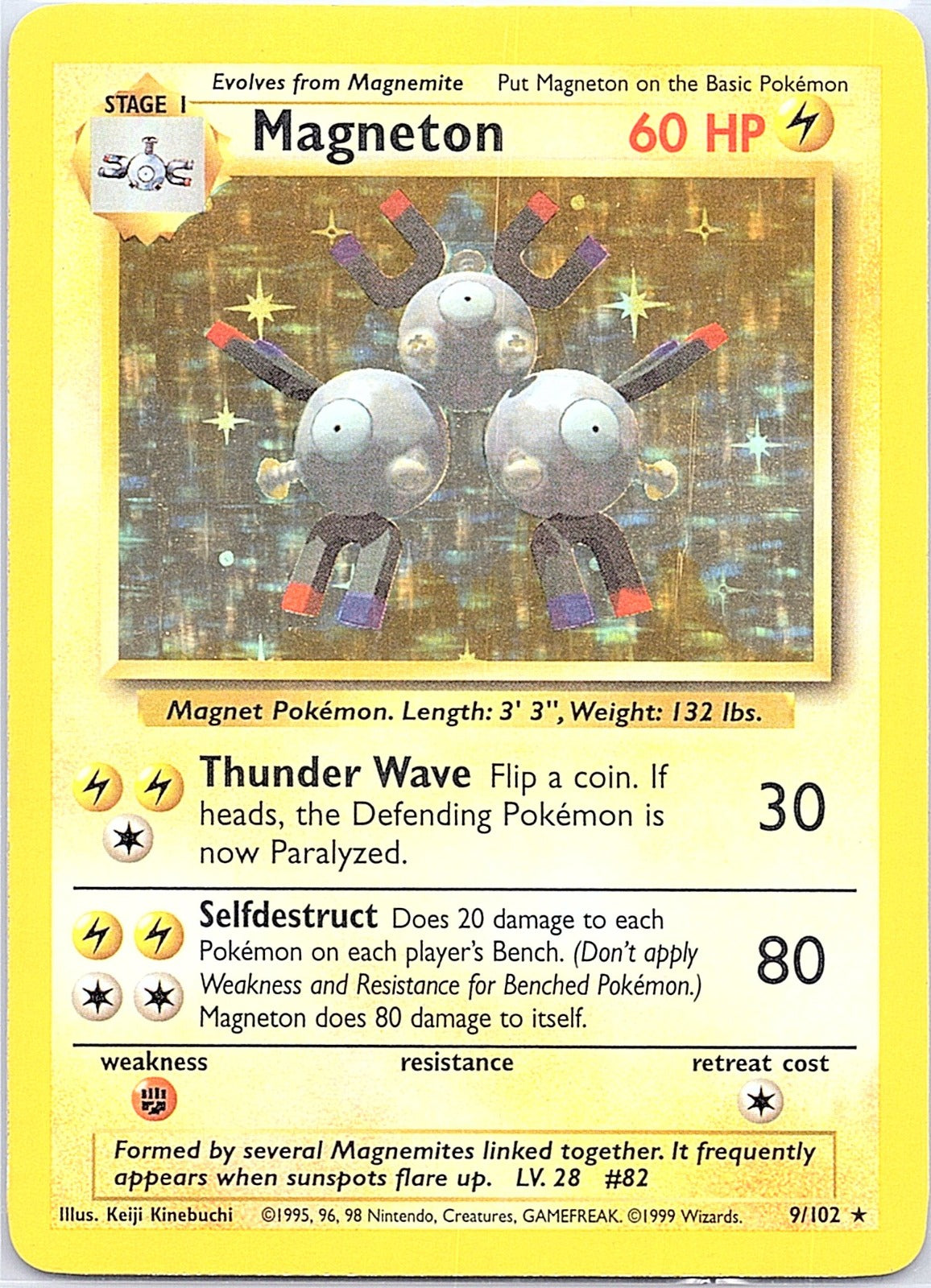 1999 - Pokémon TCG - Magneton - Base Set - 009/102 - LP - Holo
