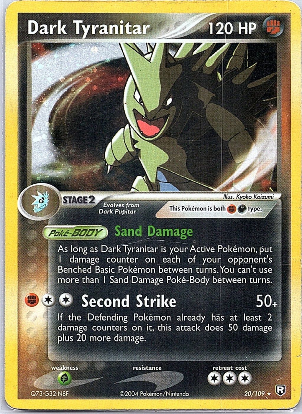 2004 - Pokémon TCG - Dark Tyranitar - Team Rocket Returns - 20/109 - DMG - Holo