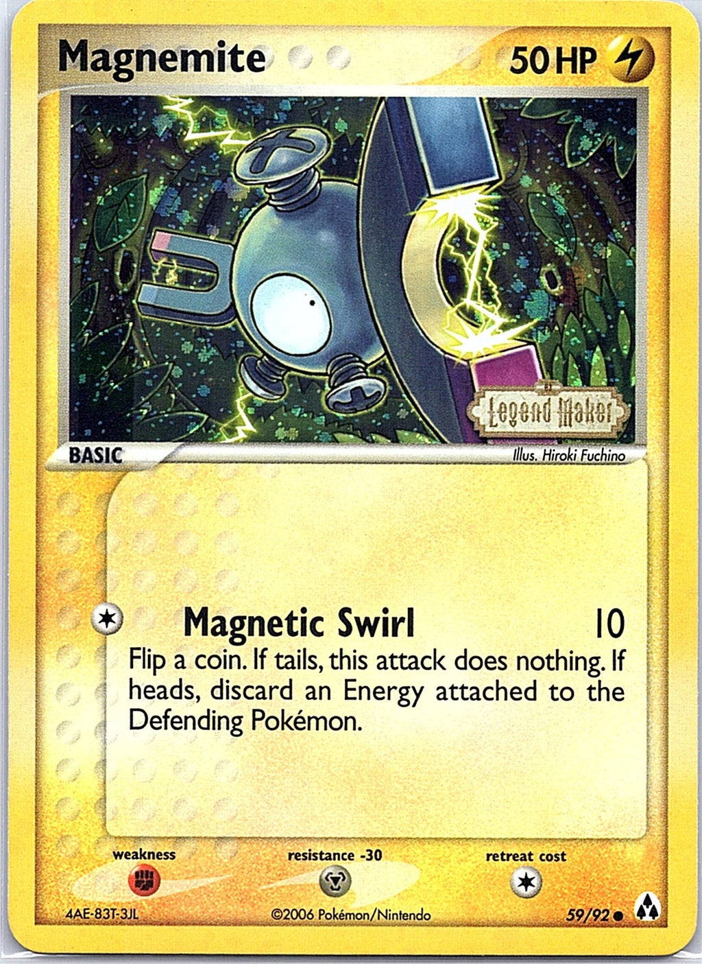 2006 - Pokémon TCG - Magnemite - Legend Maker - 59/92 - LP - Reverse Holo