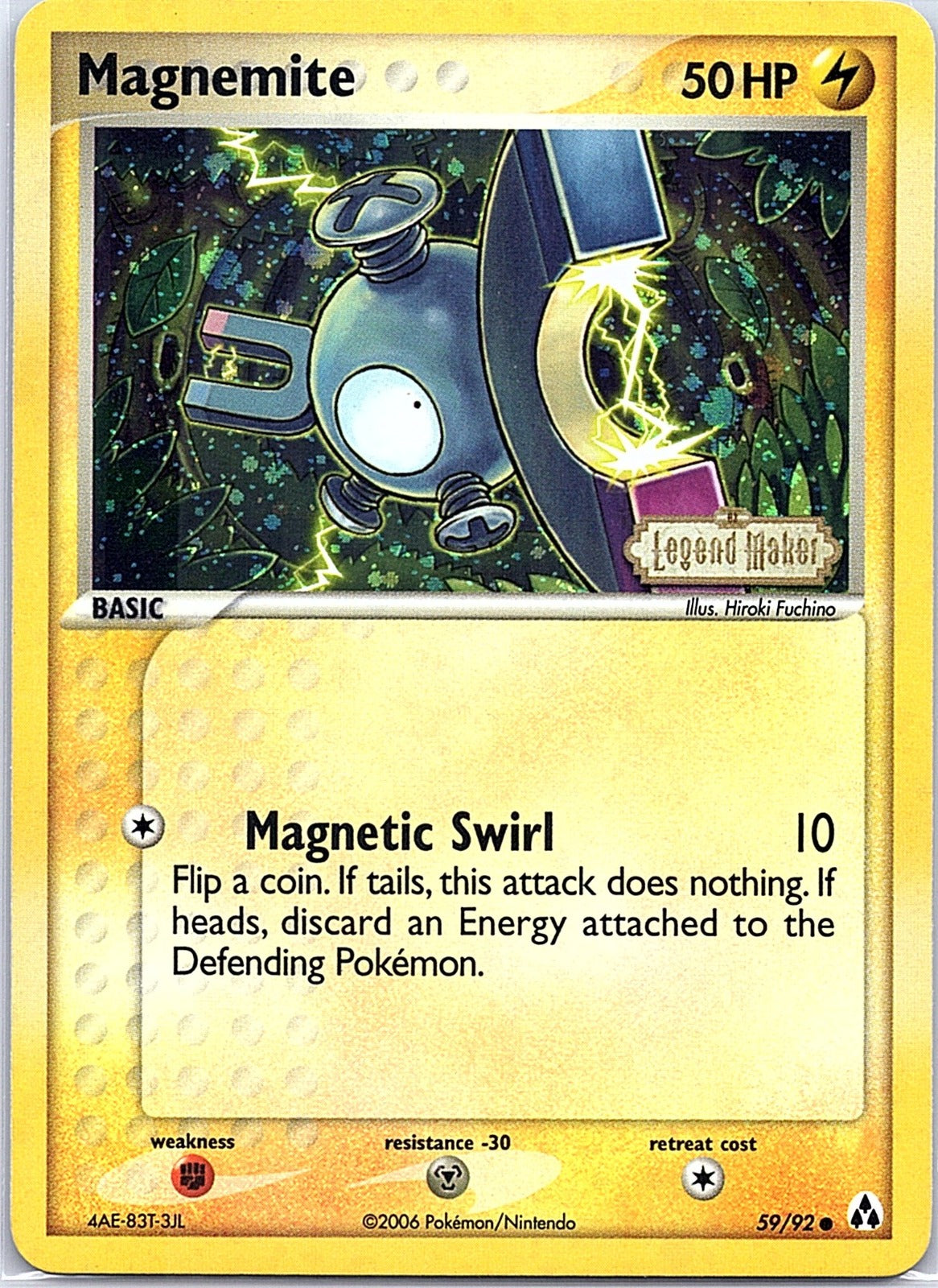 2006 - Pokémon TCG - Magnemite - Legend Maker - 59/92 - LP - Reverse Holo