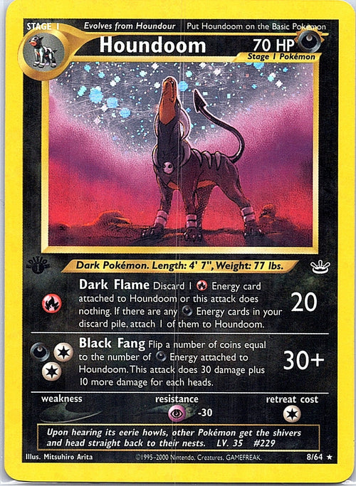 2001 - Pokémon TCG - Houndoom - Neo Revelation - 08/64 - MP - 1st Edition Holo