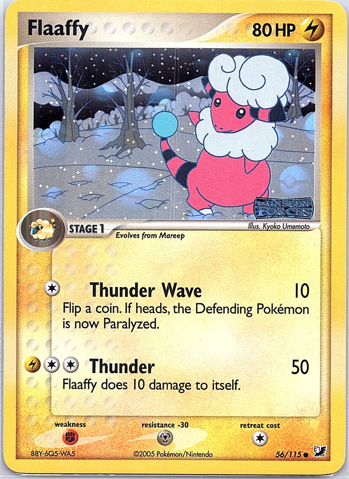 2005 - Pokémon TCG - Flaaffy - Unseen Forces - 56/115 - MP - Reverse Holo