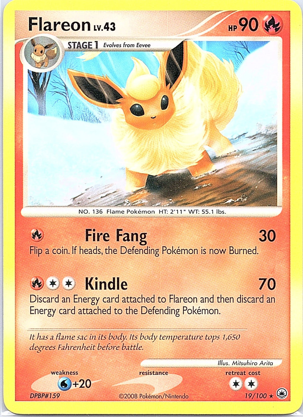 2008 - Pokémon TCG - Flareon - Majestic Dawn - 19/100 - LP -