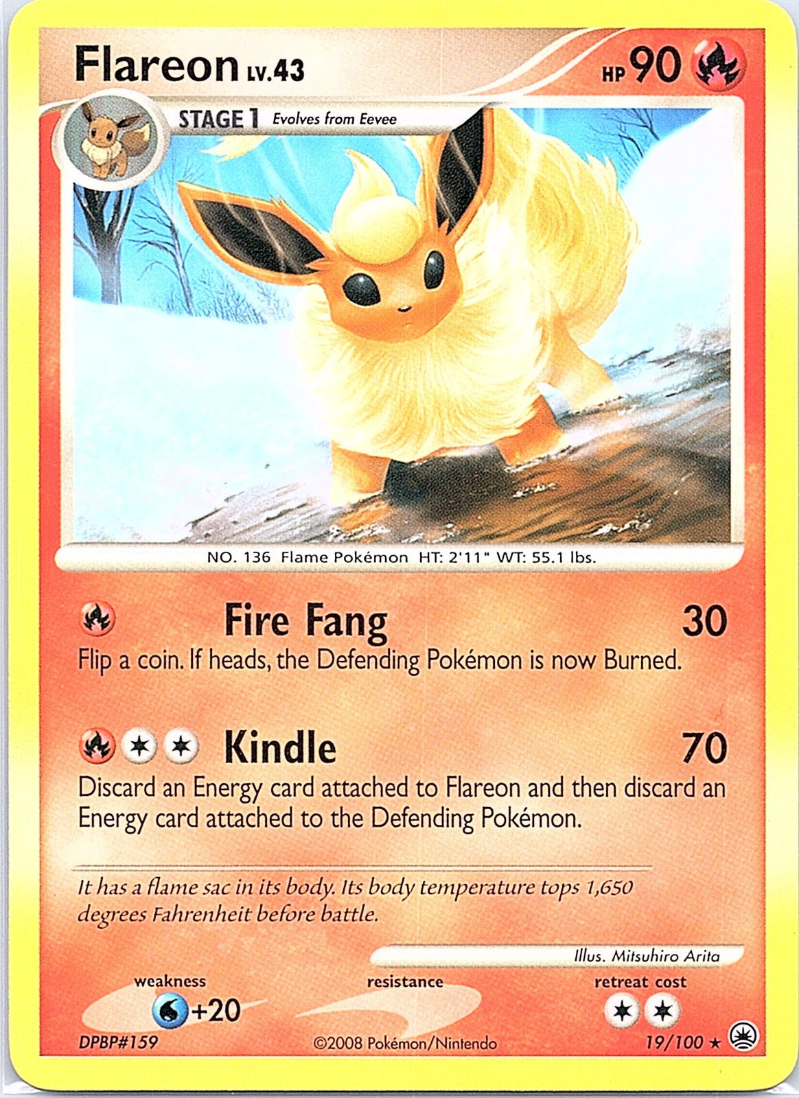 2008 - Pokémon TCG - Flareon - Majestic Dawn - 19/100 - LP -