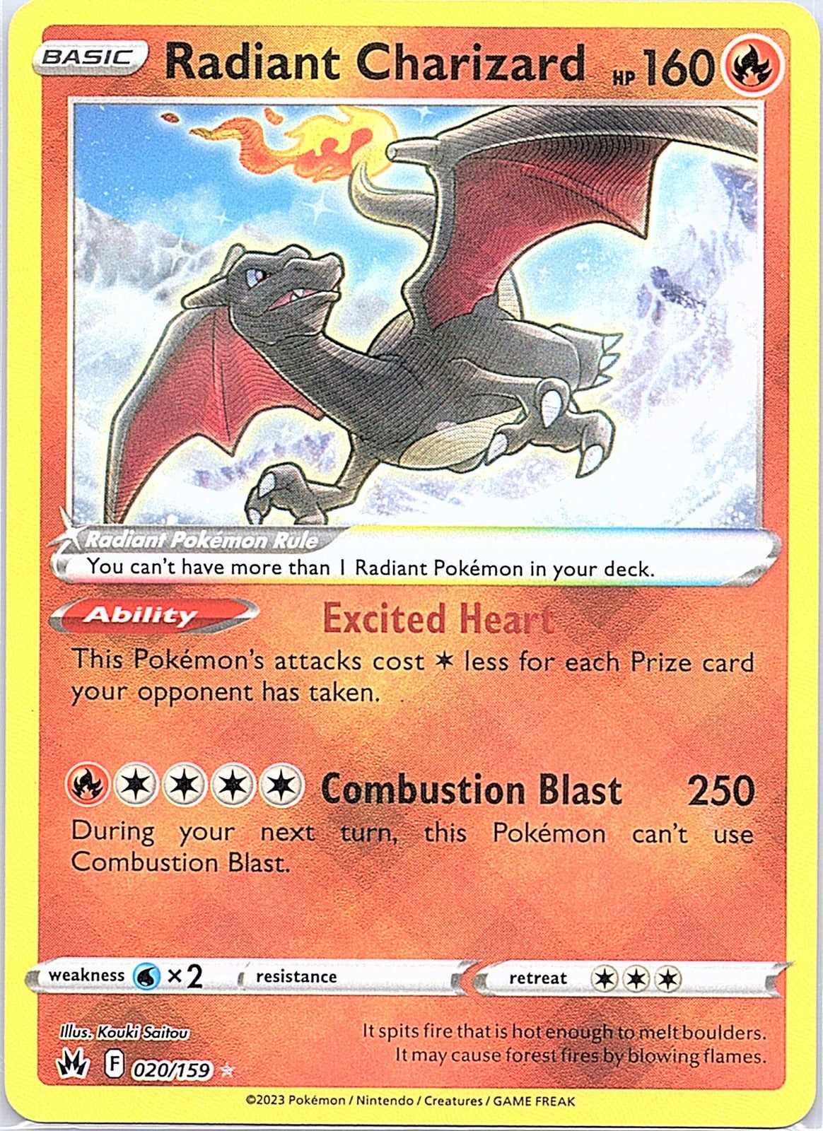 2023 - Pokémon TCG - Radiant Charizard - SWSH: Crown Zenith - 020/159 - NM