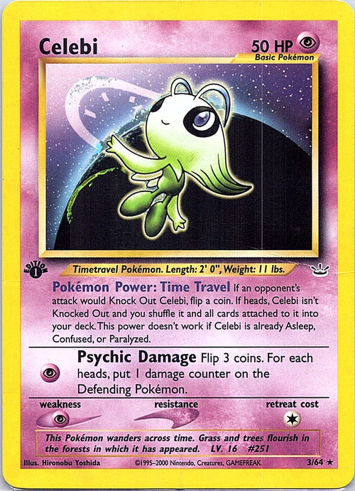 2001 - Pokémon TCG - Celebi (3) - Neo Revelation - 03/64 - DMG - 1st Edition Holo